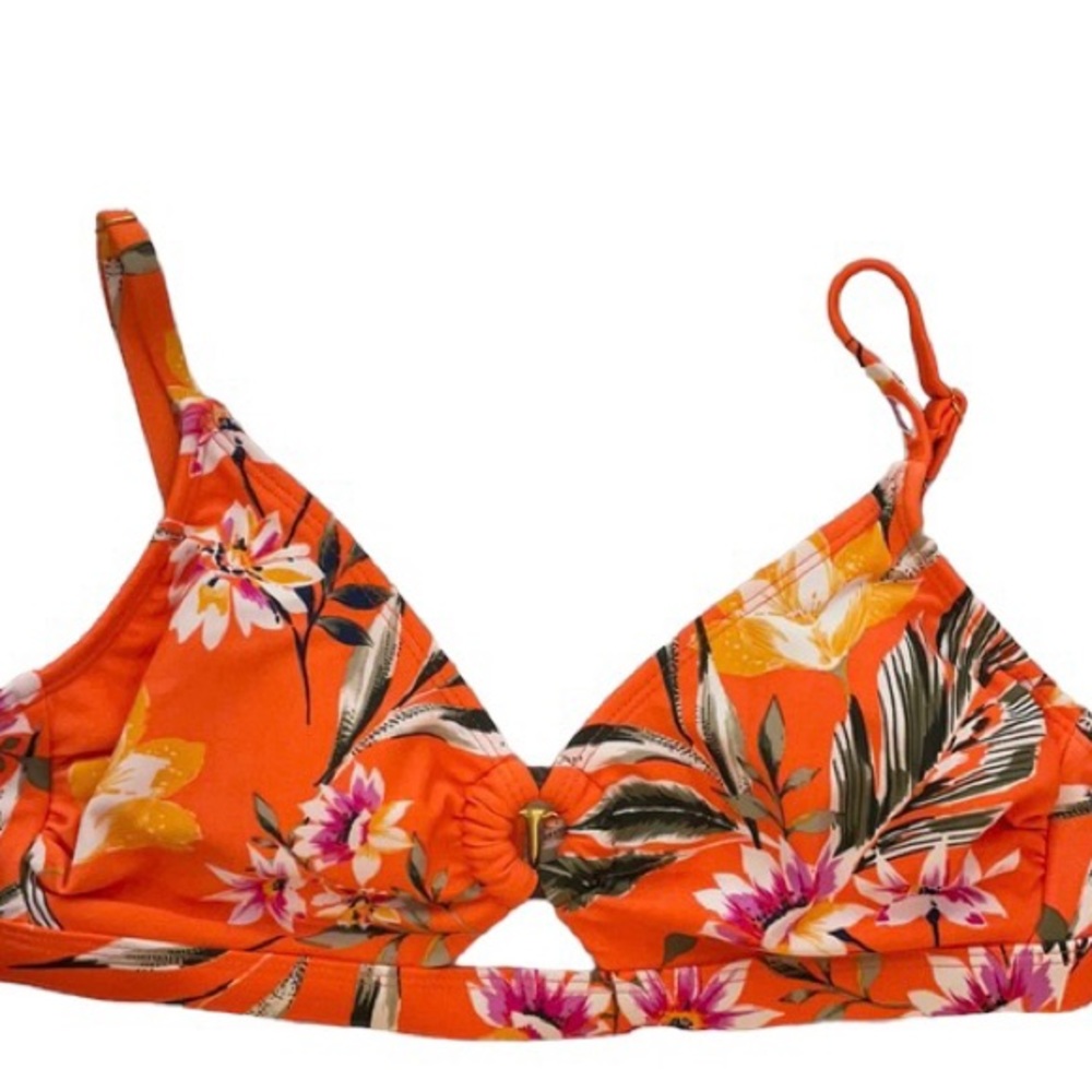 New Orange Tropical Floral Bikini Top - Picture 2 of 2
